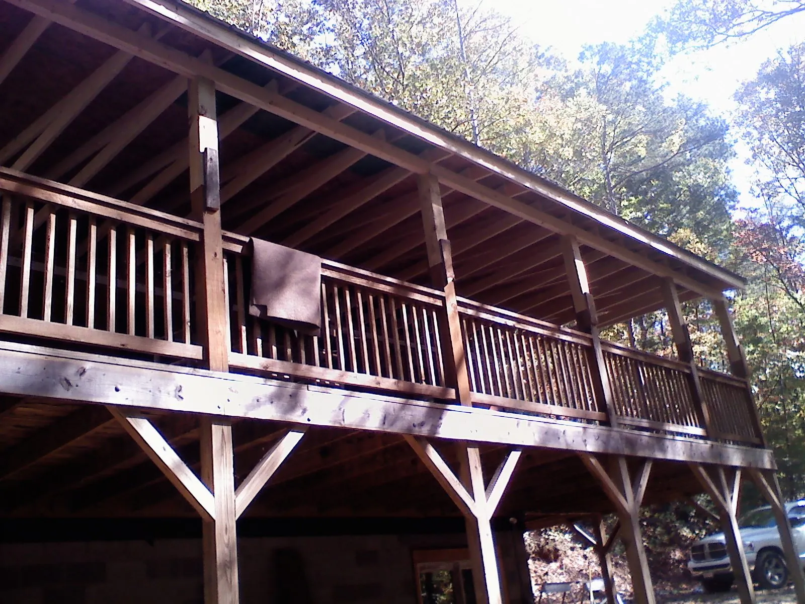 Timber framing under a new elevated porch and deck — Roof Leak Repair in Buckeystown by Roofing Brothers